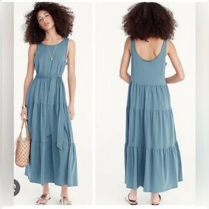 J.Crew J. Crew Dusty Blue Broken-in Jersey Tiered Sleeveless Maxi Dress Size M